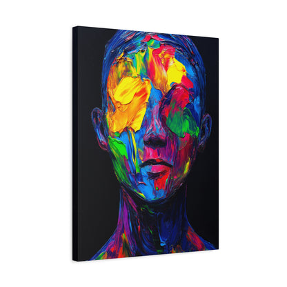 Vibrant Abstract Neon Oil Paint Face Canvas Art Print | 1.25" Stretched Matte Canvas for Home Decor - CoolCollectiveCo