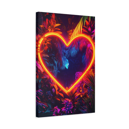 Neon Heart Wall Art Canvas - Vibrant Tropical Decor - CoolCollectiveCo