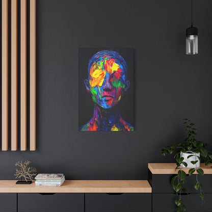 Vibrant Abstract Neon Oil Paint Face Canvas Art Print | 1.25" Stretched Matte Canvas for Home Decor - CoolCollectiveCo