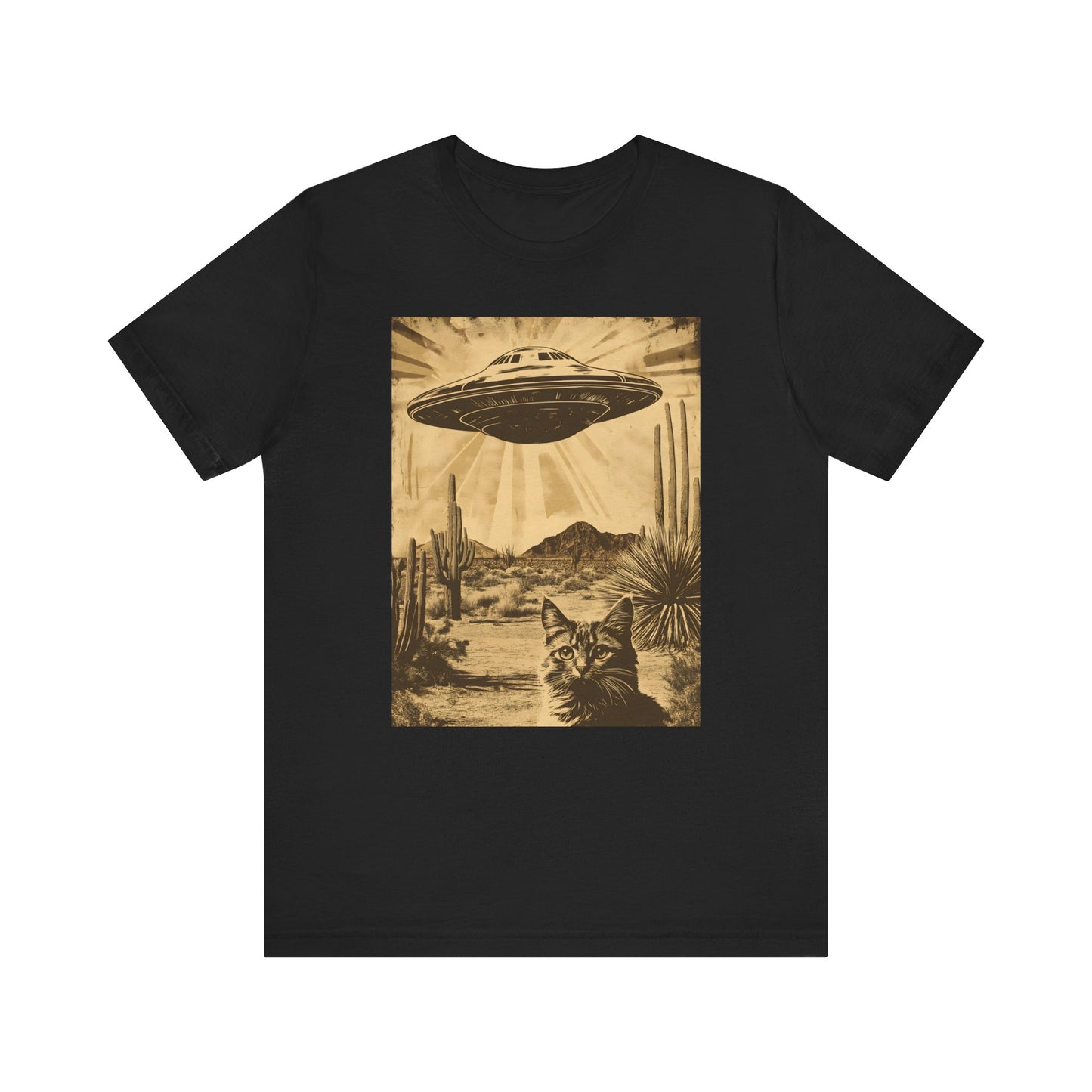 UFO Retro Cat Tee - Unisex Short Sleeve Shirt - CoolCollectiveCo