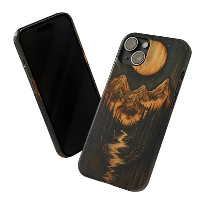 Mountain River Slim Phone Case with Moon Design - CoolCollectiveCo