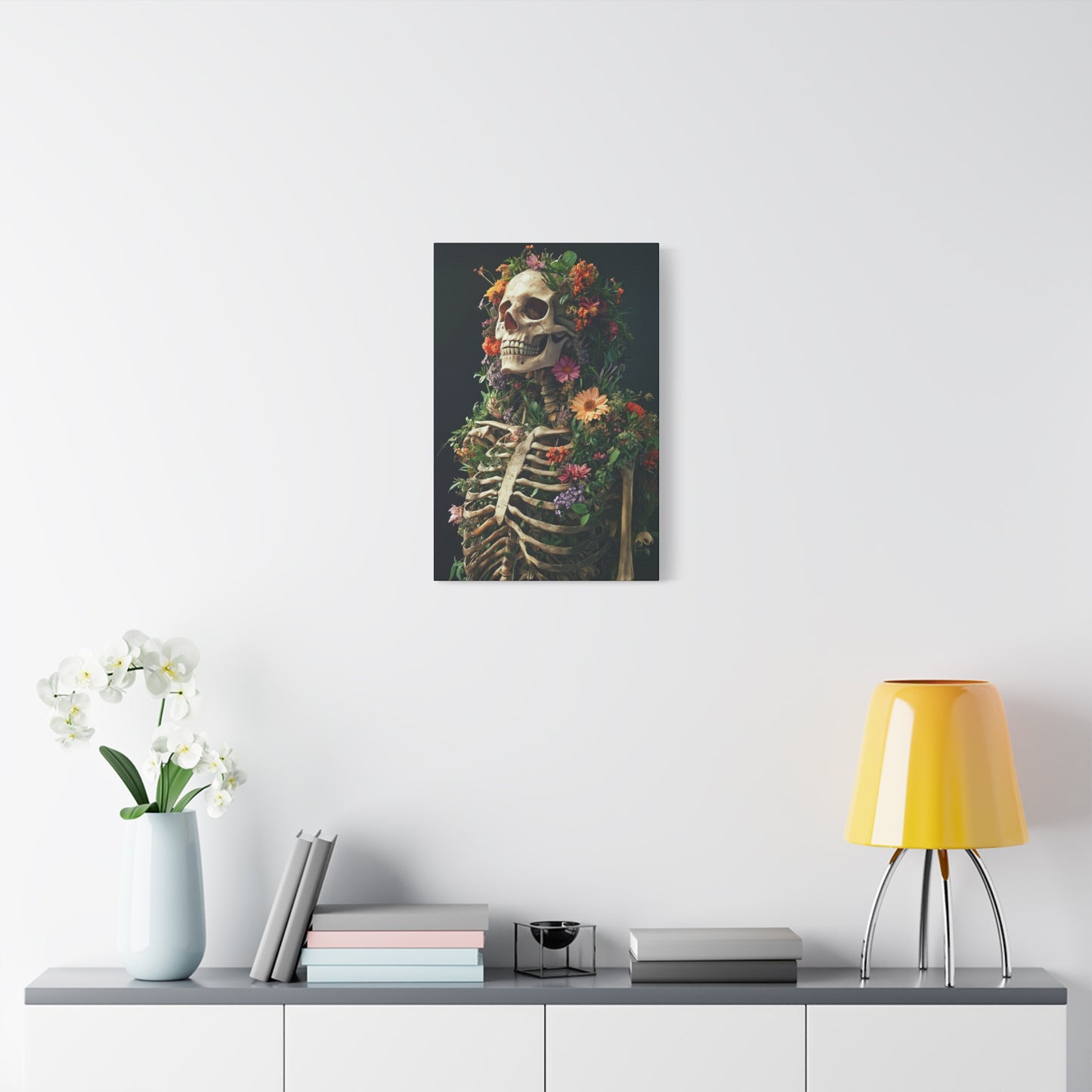 Floral Skeleton Canvas Gallery Wrap - Nature Inspired Wall Art - CoolCollectiveCo