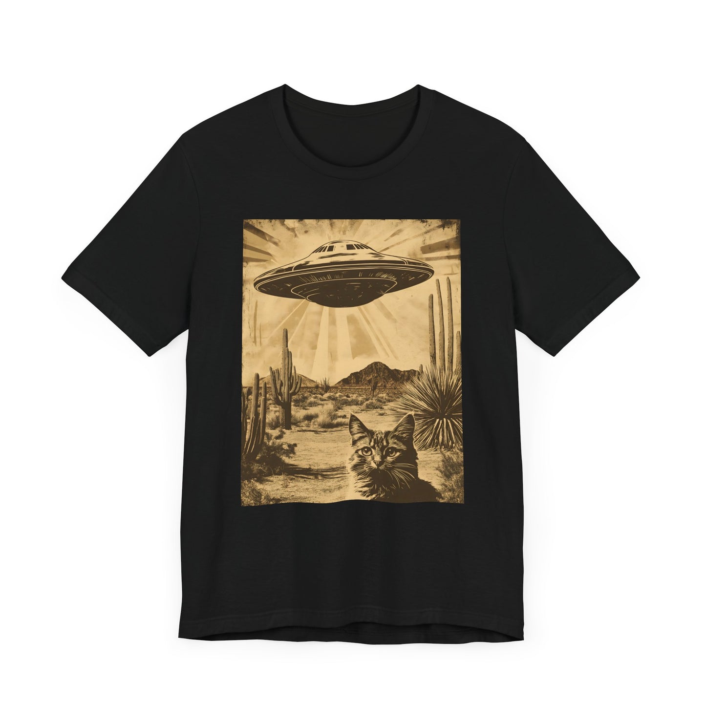 UFO Retro Cat Tee - Unisex Short Sleeve Shirt - CoolCollectiveCo