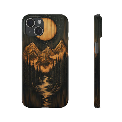 Mountain River Slim Phone Case with Moon Design - CoolCollectiveCo