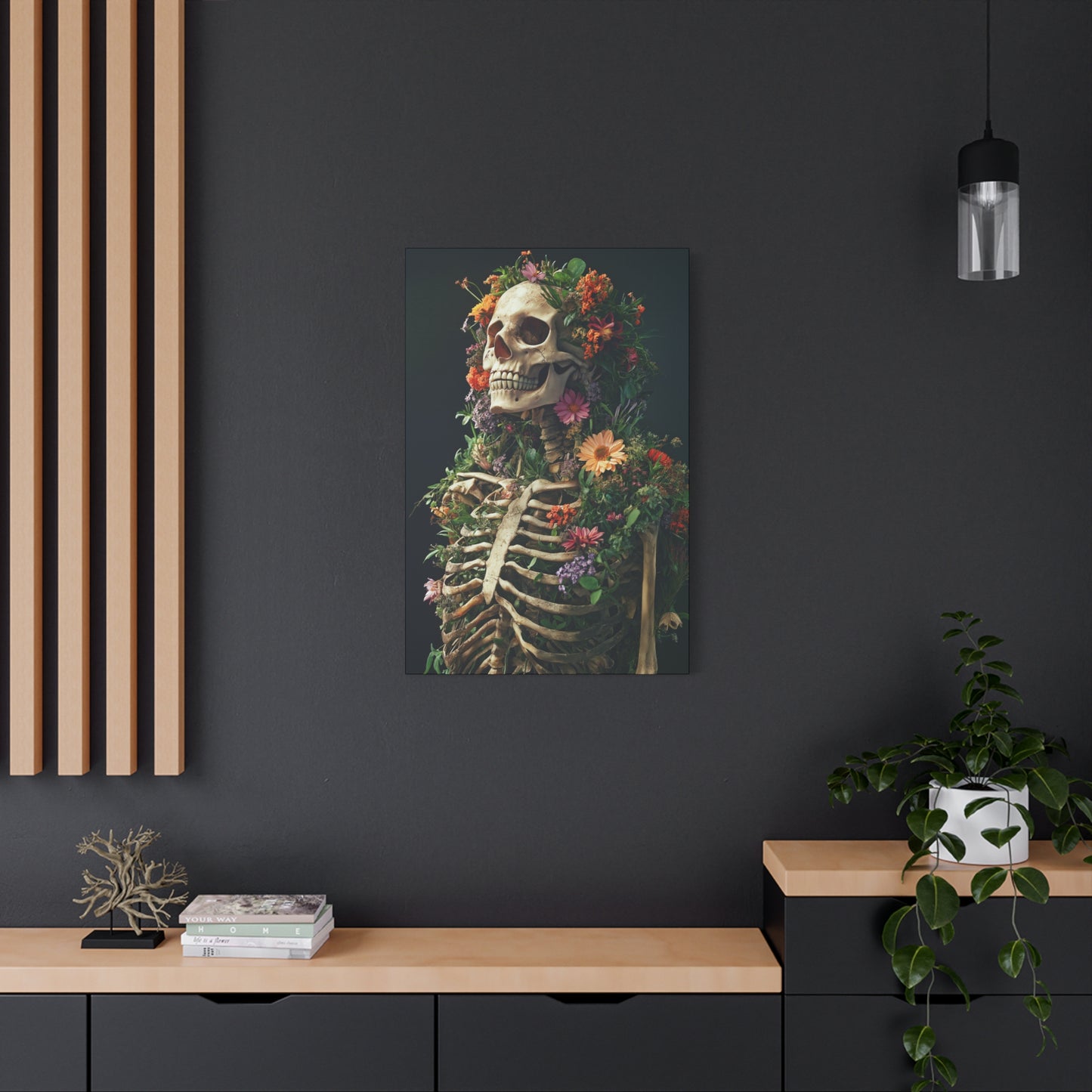 Floral Skeleton Canvas Gallery Wrap - Nature Inspired Wall Art - CoolCollectiveCo