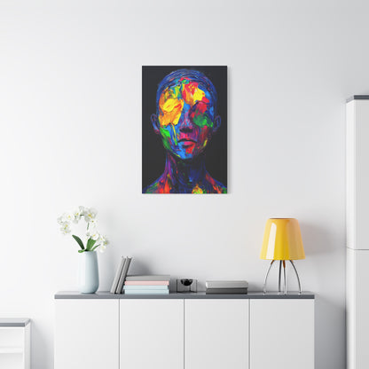 Vibrant Abstract Neon Oil Paint Face Canvas Art Print | 1.25" Stretched Matte Canvas for Home Decor - CoolCollectiveCo