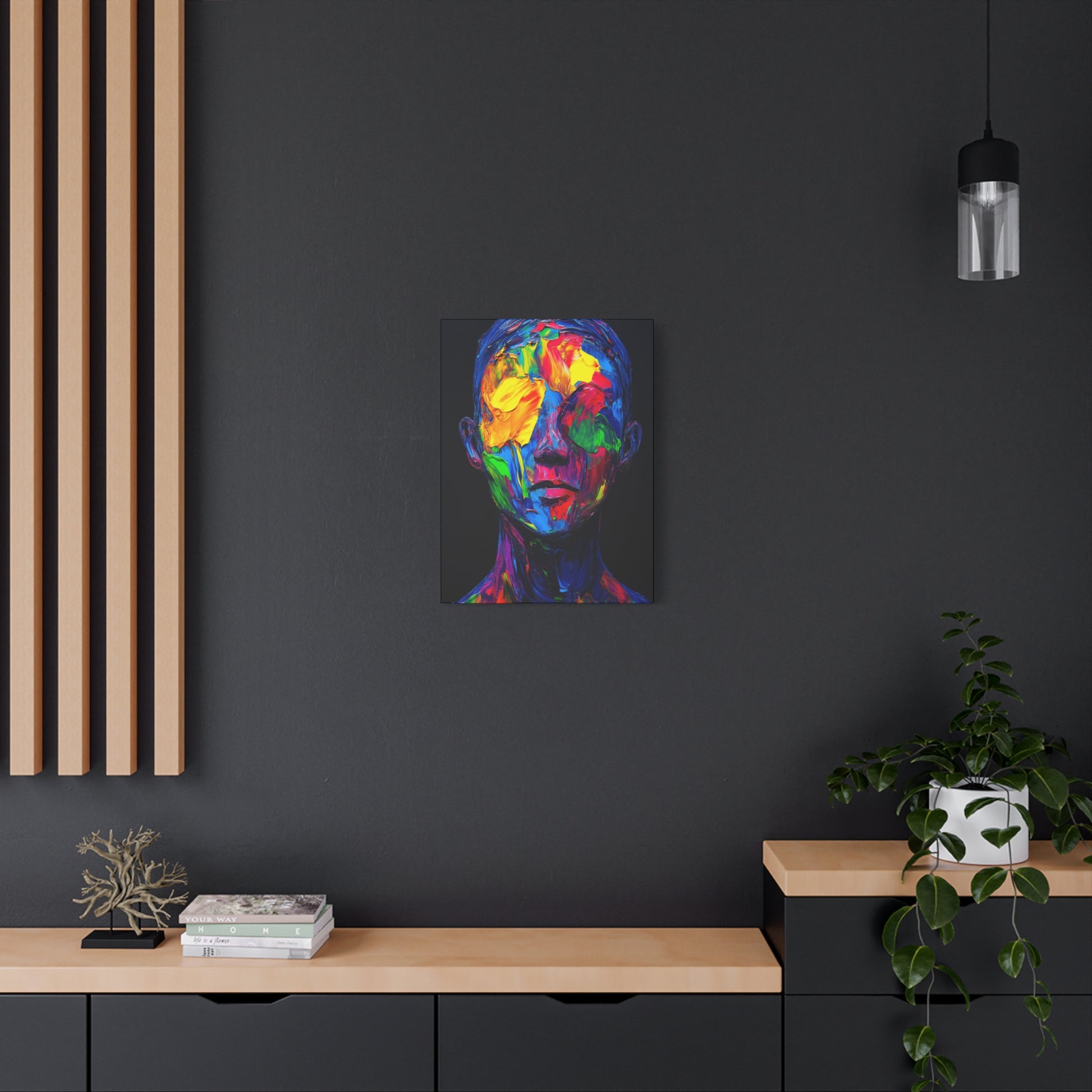 Vibrant Abstract Neon Oil Paint Face Canvas Art Print | 1.25" Stretched Matte Canvas for Home Decor - CoolCollectiveCo