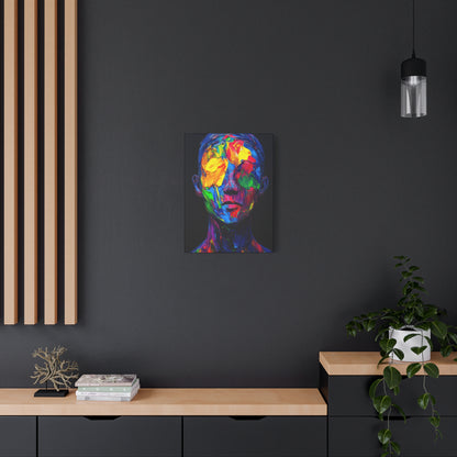 Vibrant Abstract Neon Oil Paint Face Canvas Art Print | 1.25" Stretched Matte Canvas for Home Decor - CoolCollectiveCo