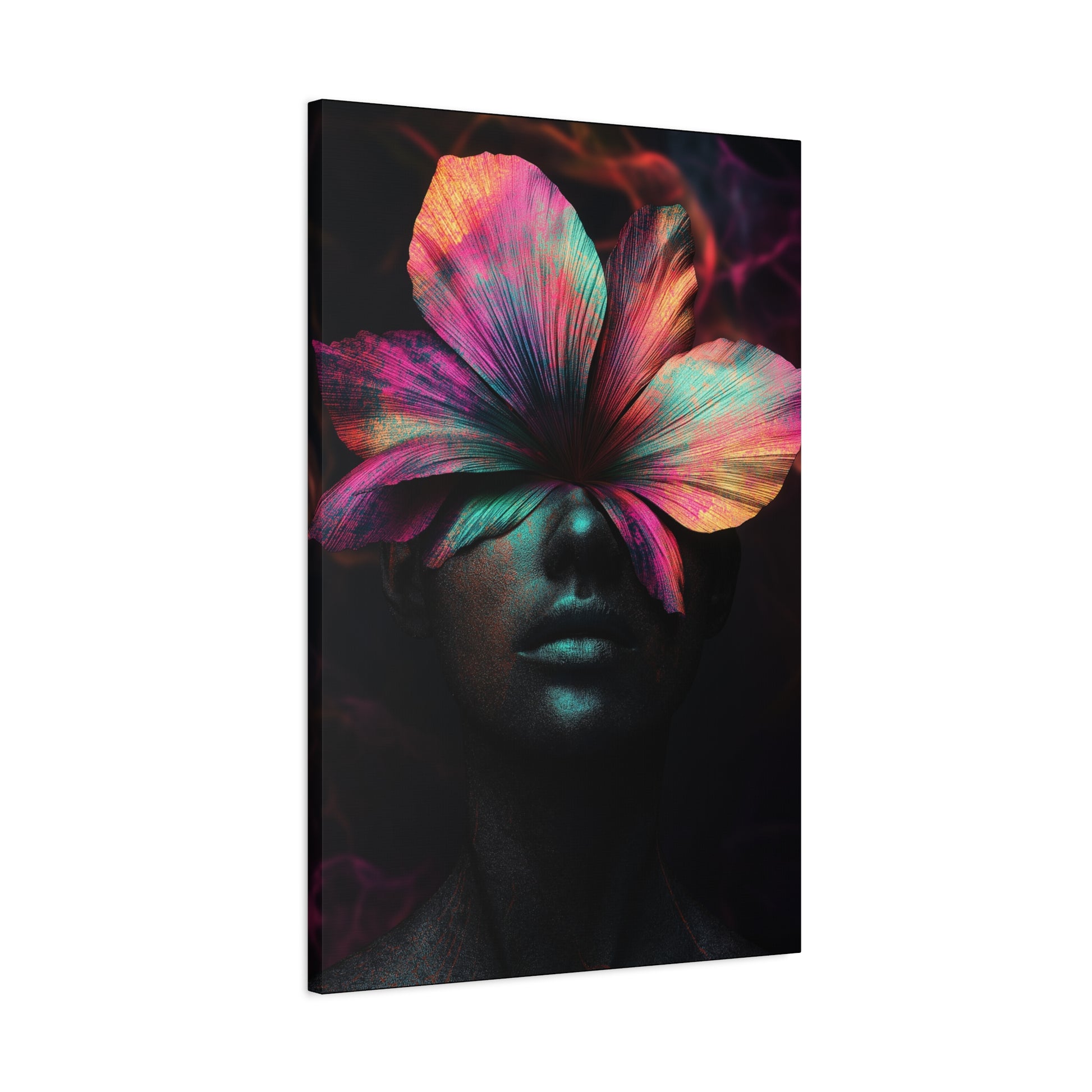 Neon Floral Head Canvas Art - Vibrant Wall Decor for Home & Office - CoolCollectiveCo