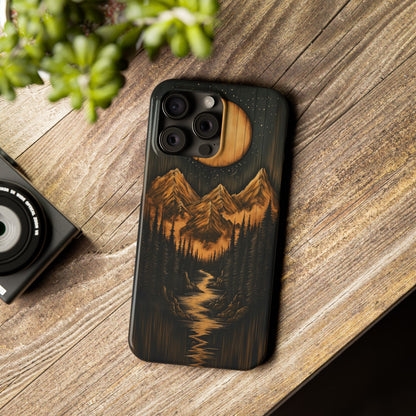 Mountain River Slim Phone Case with Moon Design - CoolCollectiveCo