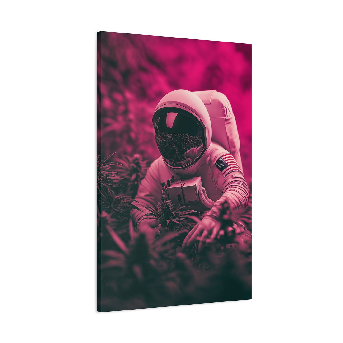 Astronaut Cannabis Canvas Art - Futuristic Pink Space Decor - CoolCollectiveCo