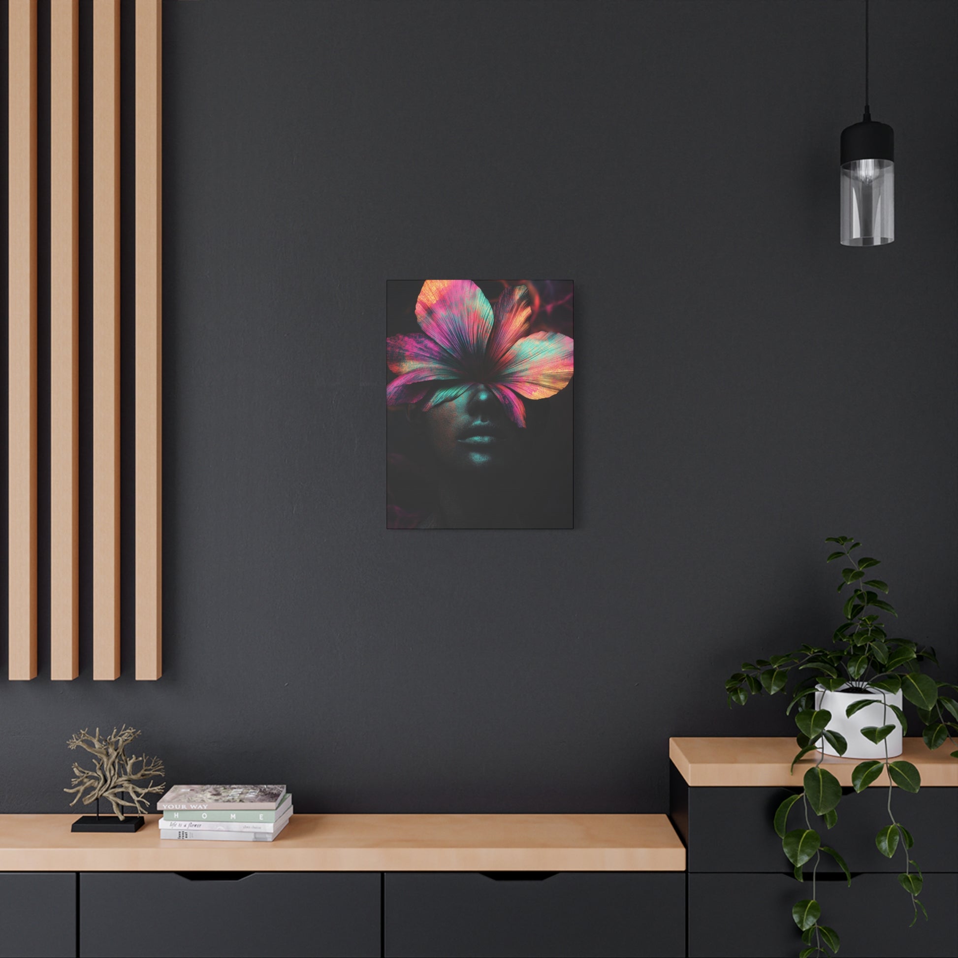 Neon Floral Head Canvas Art - Vibrant Wall Decor for Home & Office - CoolCollectiveCo