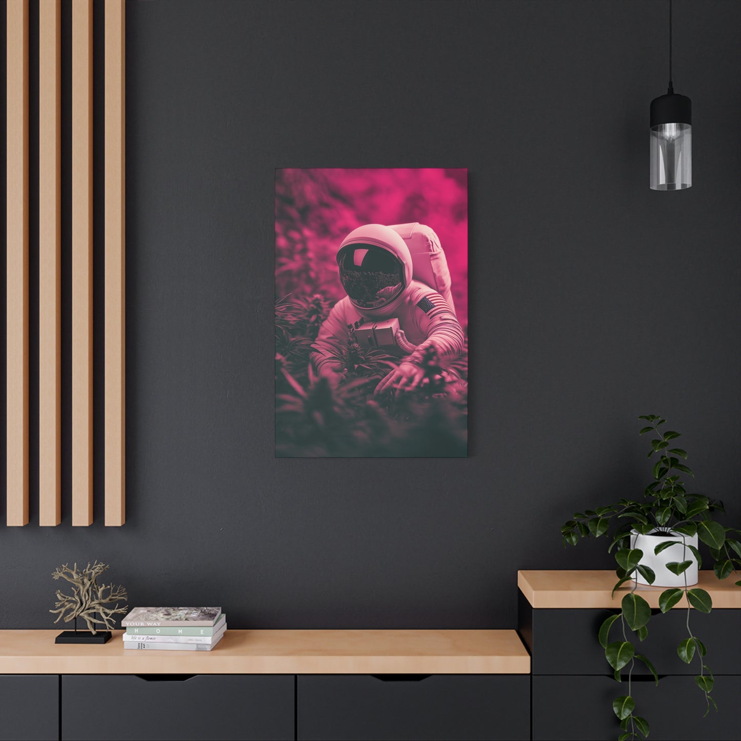 Astronaut Cannabis Canvas Art - Futuristic Pink Space Decor - CoolCollectiveCo