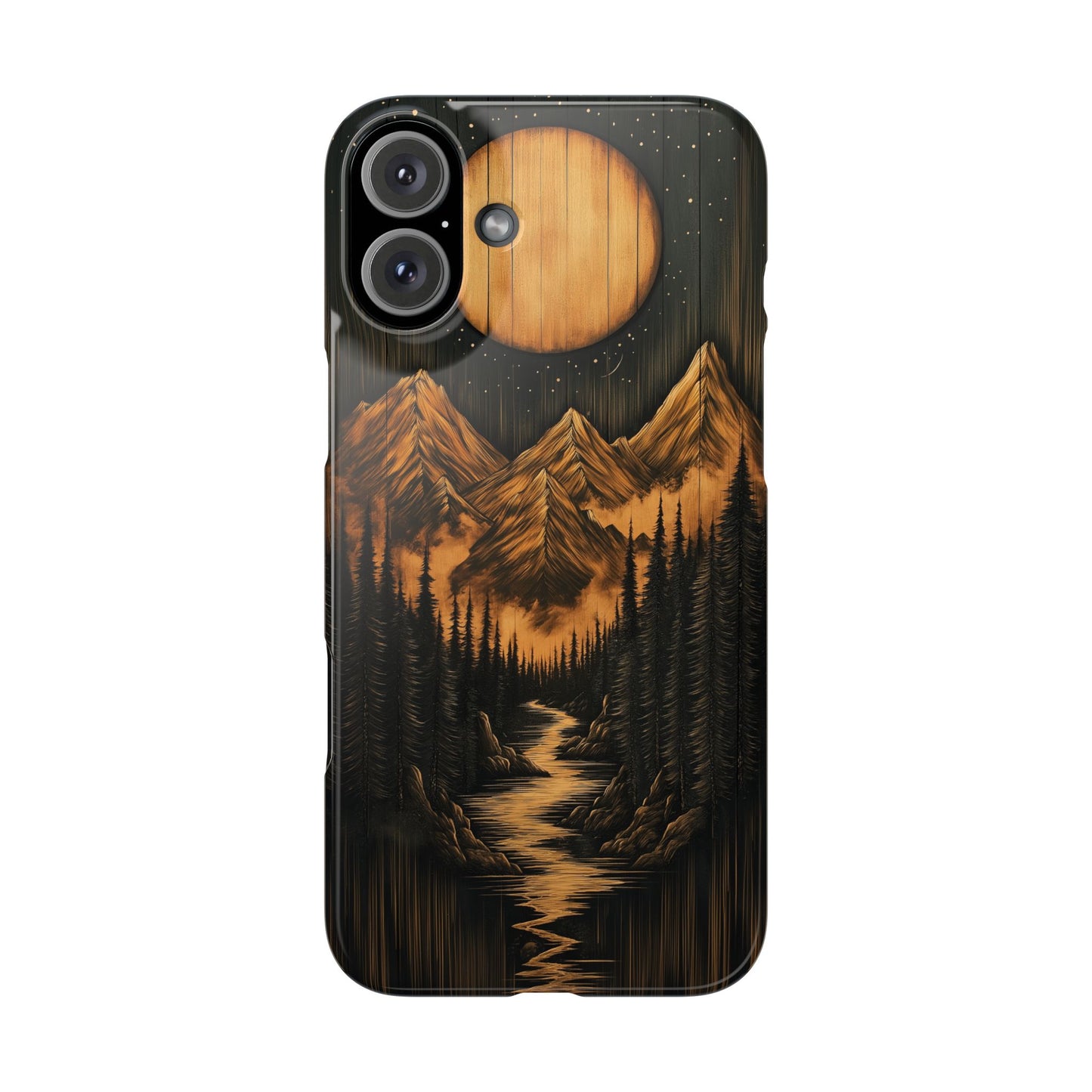 Mountain River Slim Phone Case with Moon Design - CoolCollectiveCo