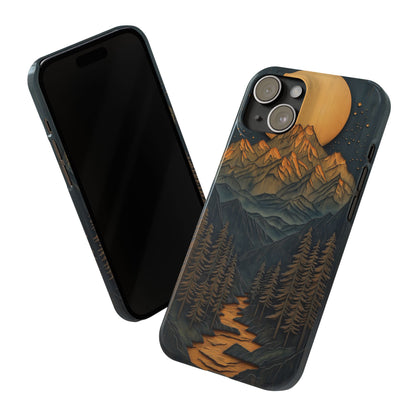 Mountain Sunset Slim Phone Case - Nature Inspired Design - CoolCollectiveCo