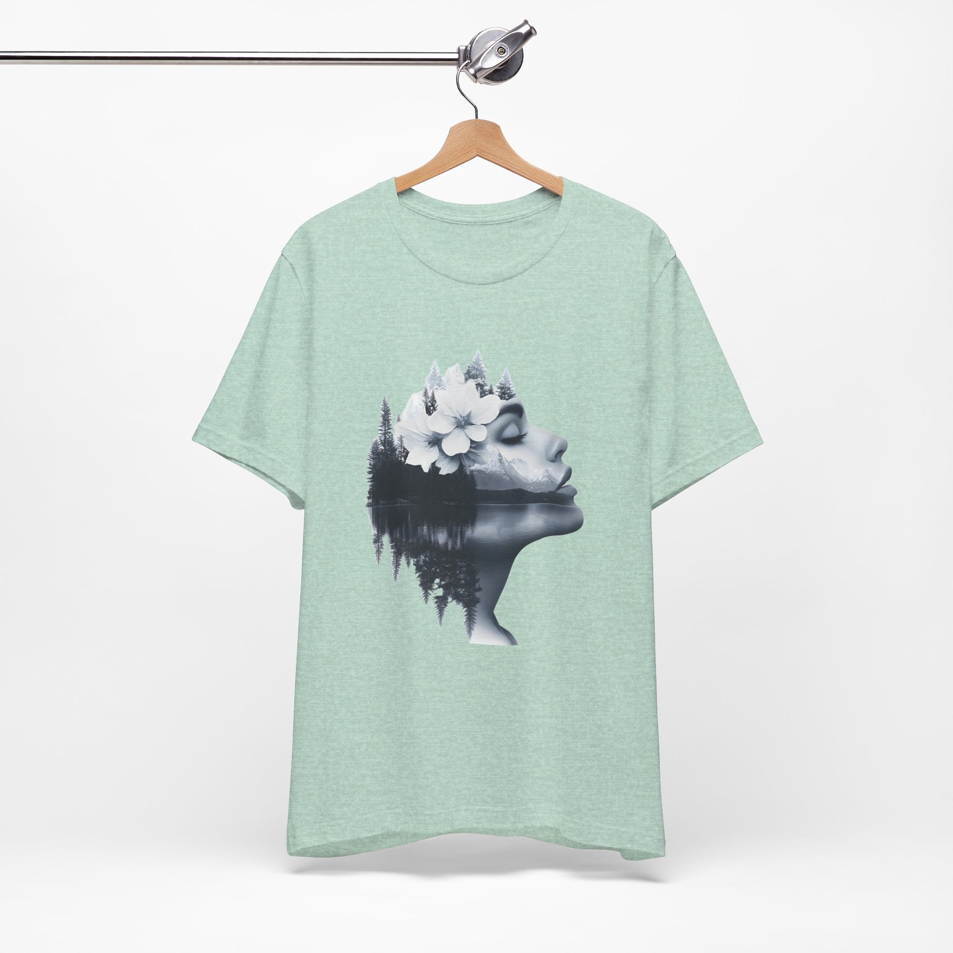 Nature-Inspired Unisex Jersey Tee – Serene Landscape & Floral Design - CoolCollectiveCo