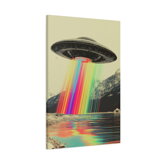 Rainbow UFO Stretched Canvas Art - 1.25" - CoolCollectiveCo