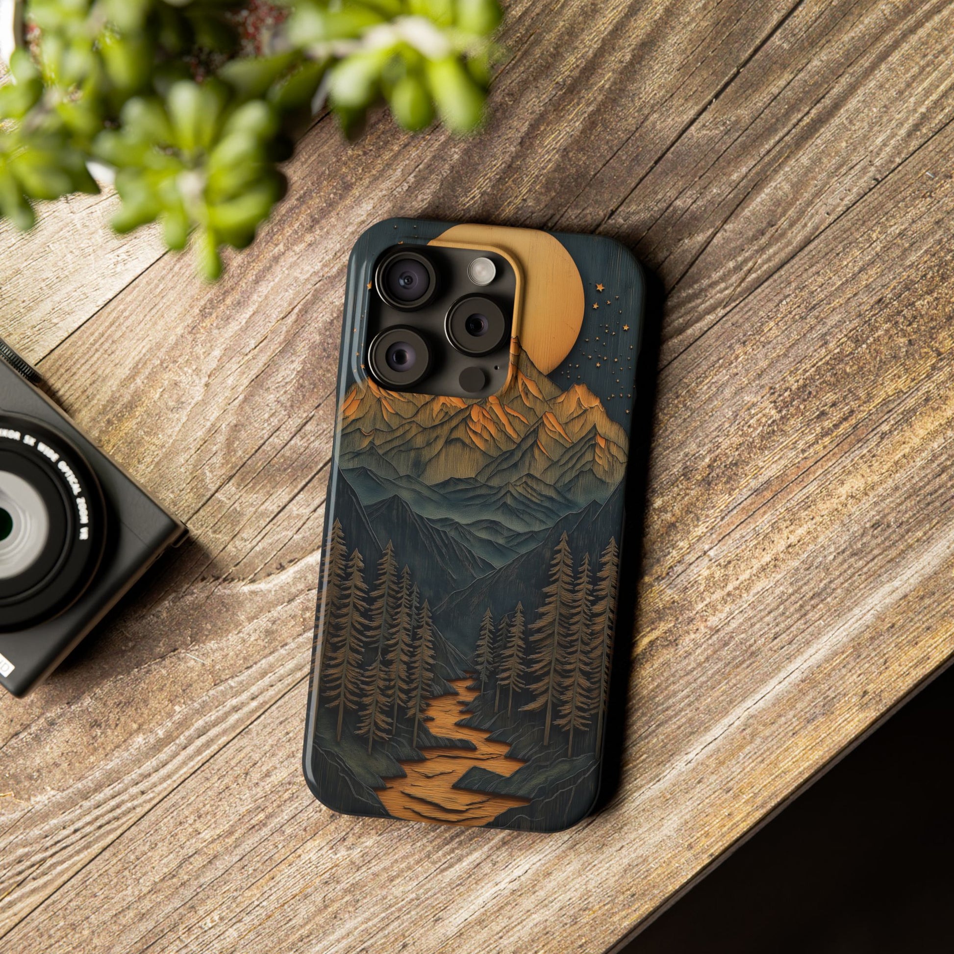 Mountain Sunset Slim Phone Case - Nature Inspired Design - CoolCollectiveCo