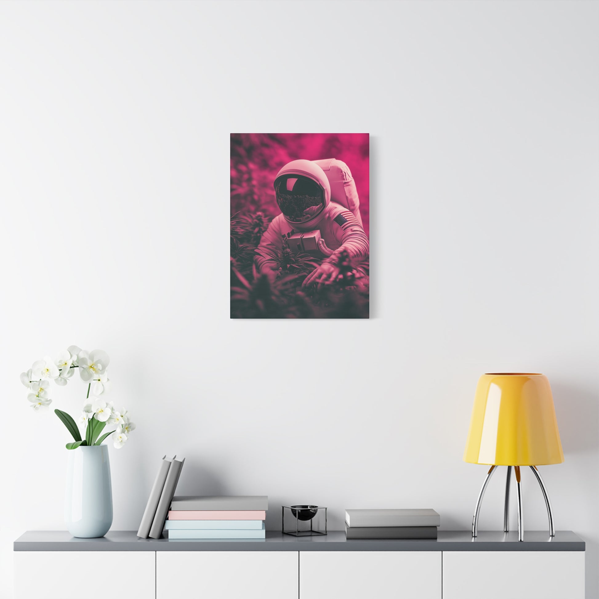 Astronaut Cannabis Canvas Art - Futuristic Pink Space Decor - CoolCollectiveCo