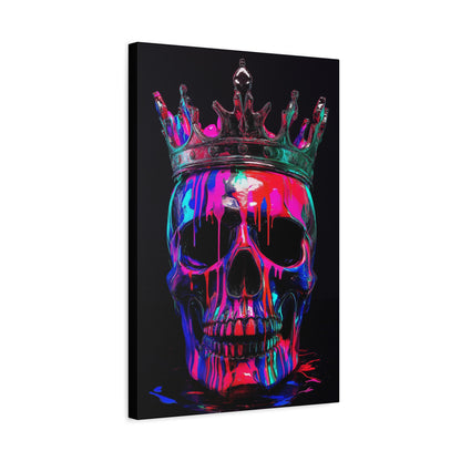 Neon Skull Wall Art Canvas - Colorful Crowned Skull Decor - CoolCollectiveCo