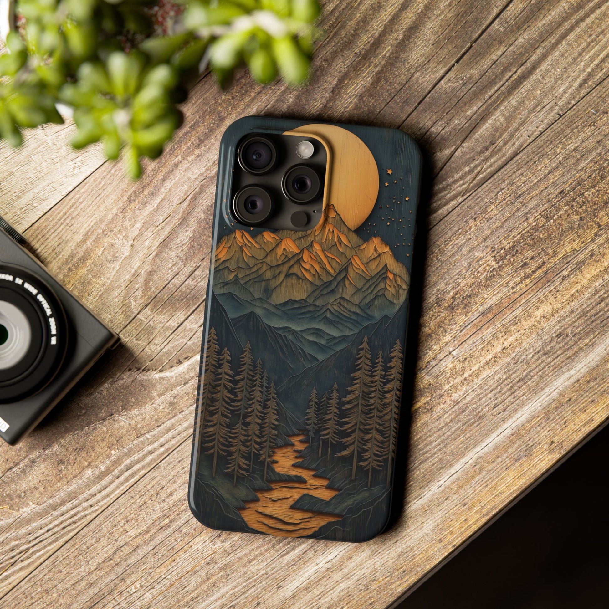 Mountain Sunset Slim Phone Case - Nature Inspired Design - CoolCollectiveCo