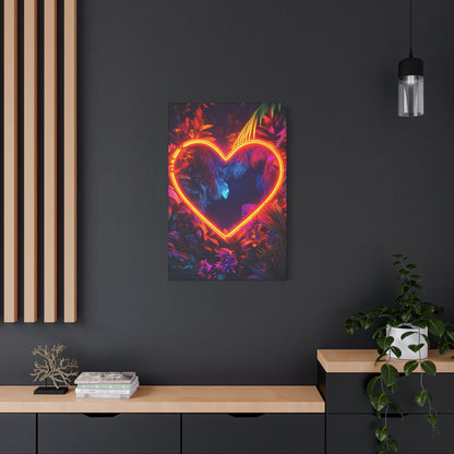 Neon Heart Wall Art Canvas - Vibrant Tropical Decor - CoolCollectiveCo