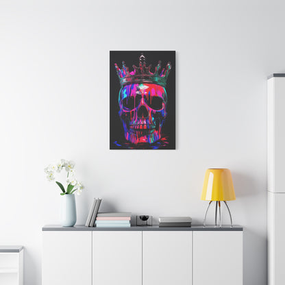 Neon Skull Wall Art Canvas - Colorful Crowned Skull Decor - CoolCollectiveCo