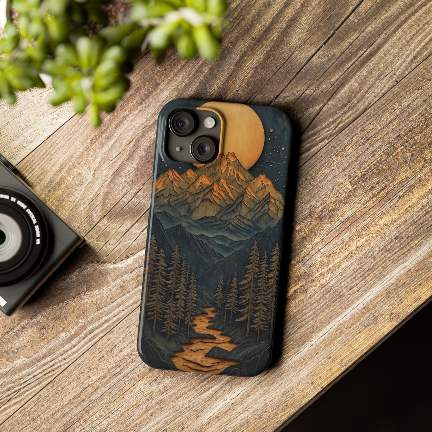 Mountain Sunset Slim Phone Case - Nature Inspired Design - CoolCollectiveCo