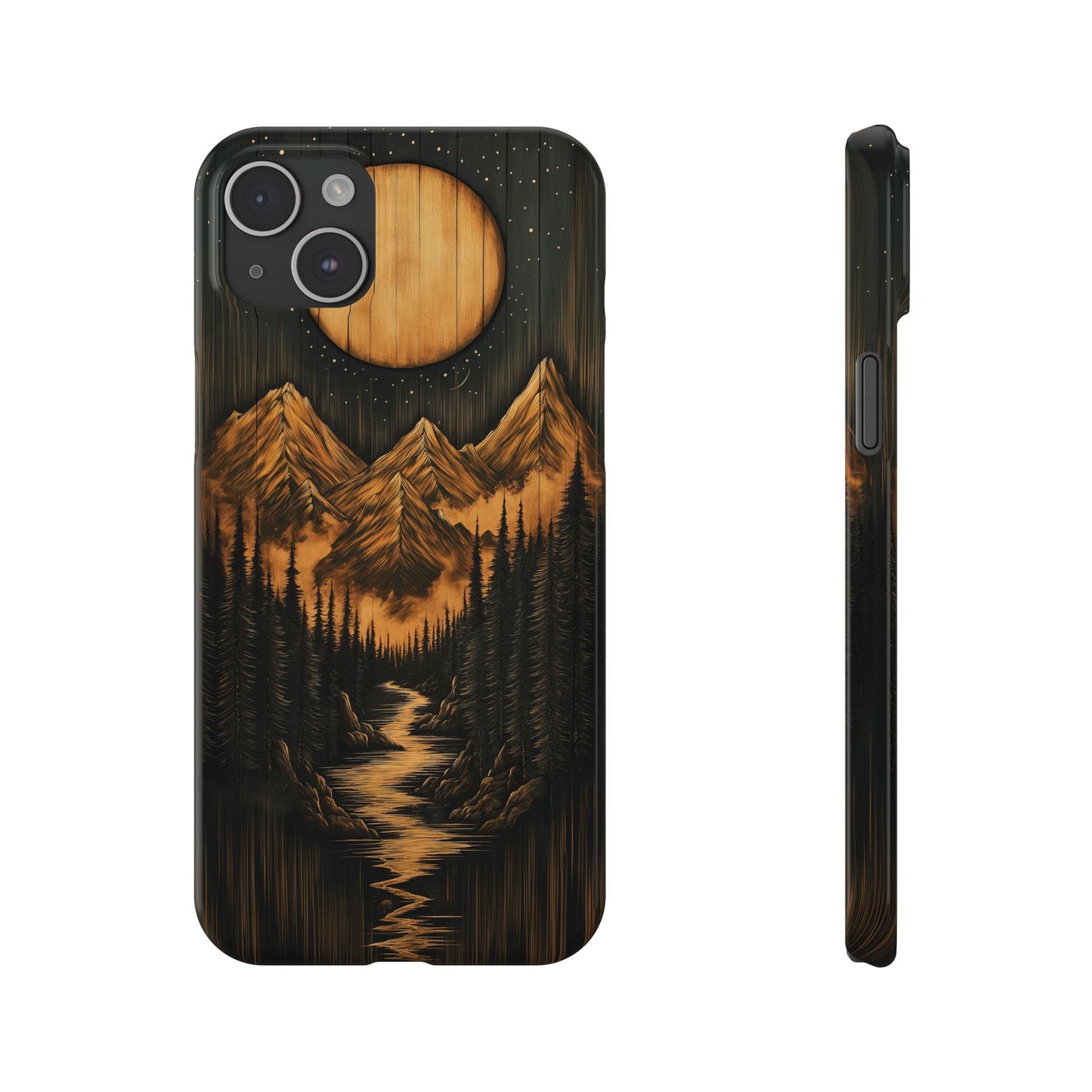 Mountain River Slim Phone Case with Moon Design - CoolCollectiveCo