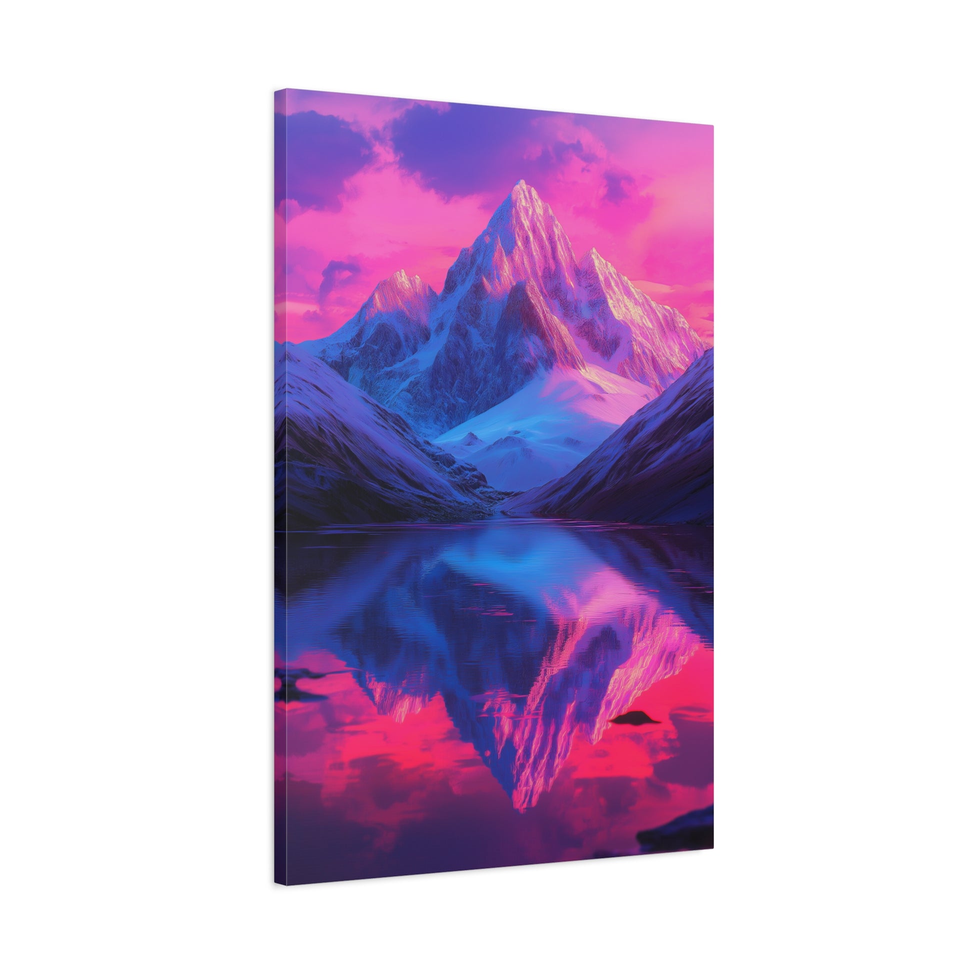 Mountain Reflection Oil Paint Matte Canvas, Stretched, 1.25" - CoolCollectiveCo