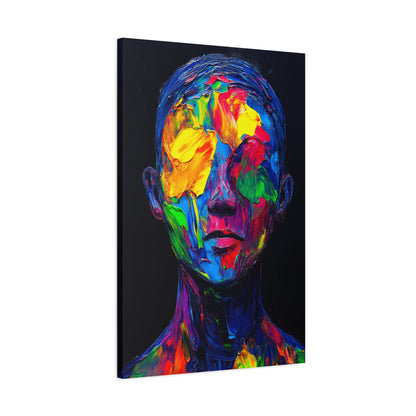 Vibrant Abstract Neon Oil Paint Face Canvas Art Print | 1.25" Stretched Matte Canvas for Home Decor - CoolCollectiveCo