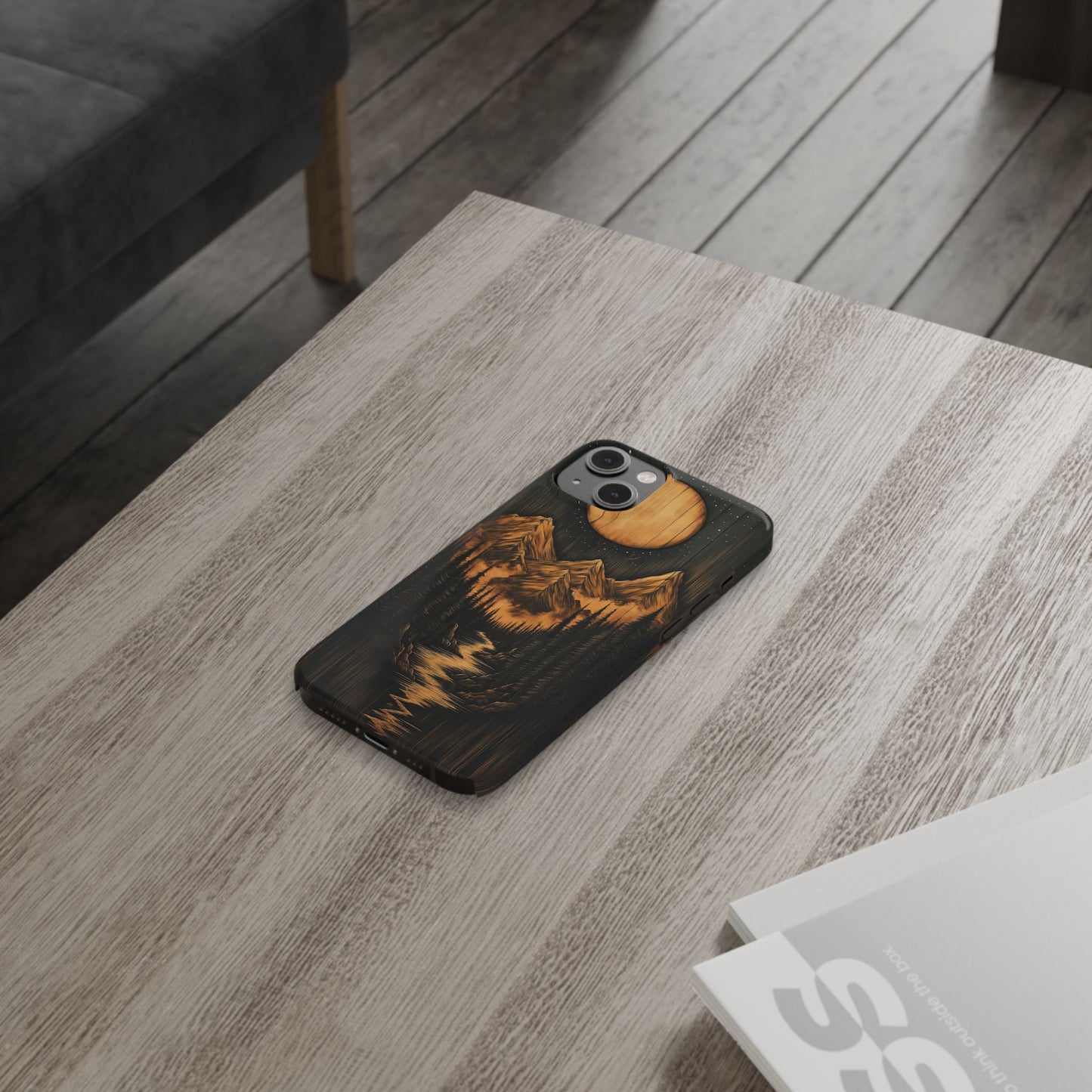 Mountain River Slim Phone Case with Moon Design - CoolCollectiveCo