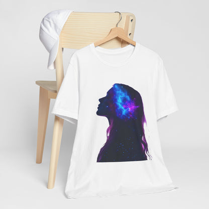 Cosmic Dreamer Unisex Jersey Tee - Galaxy Silhouette T-Shirt - CoolCollectiveCo