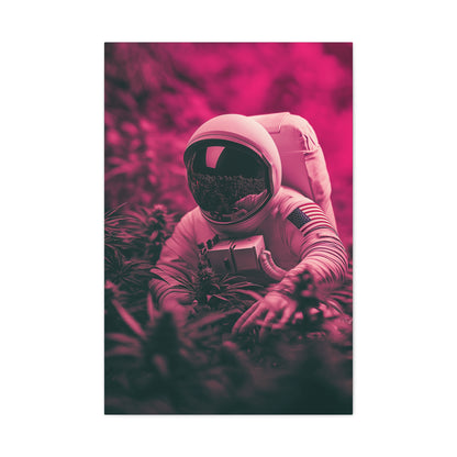 Astronaut Cannabis Canvas Art - Futuristic Pink Space Decor - CoolCollectiveCo