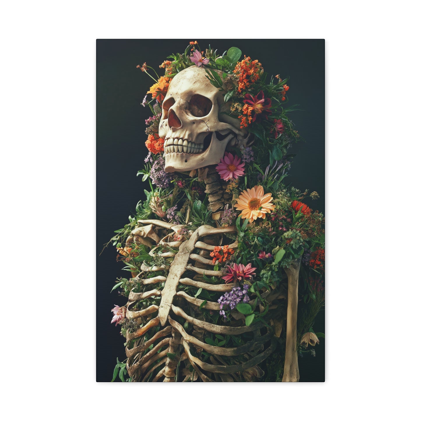 Floral Skeleton Canvas Gallery Wrap - Nature Inspired Wall Art - CoolCollectiveCo