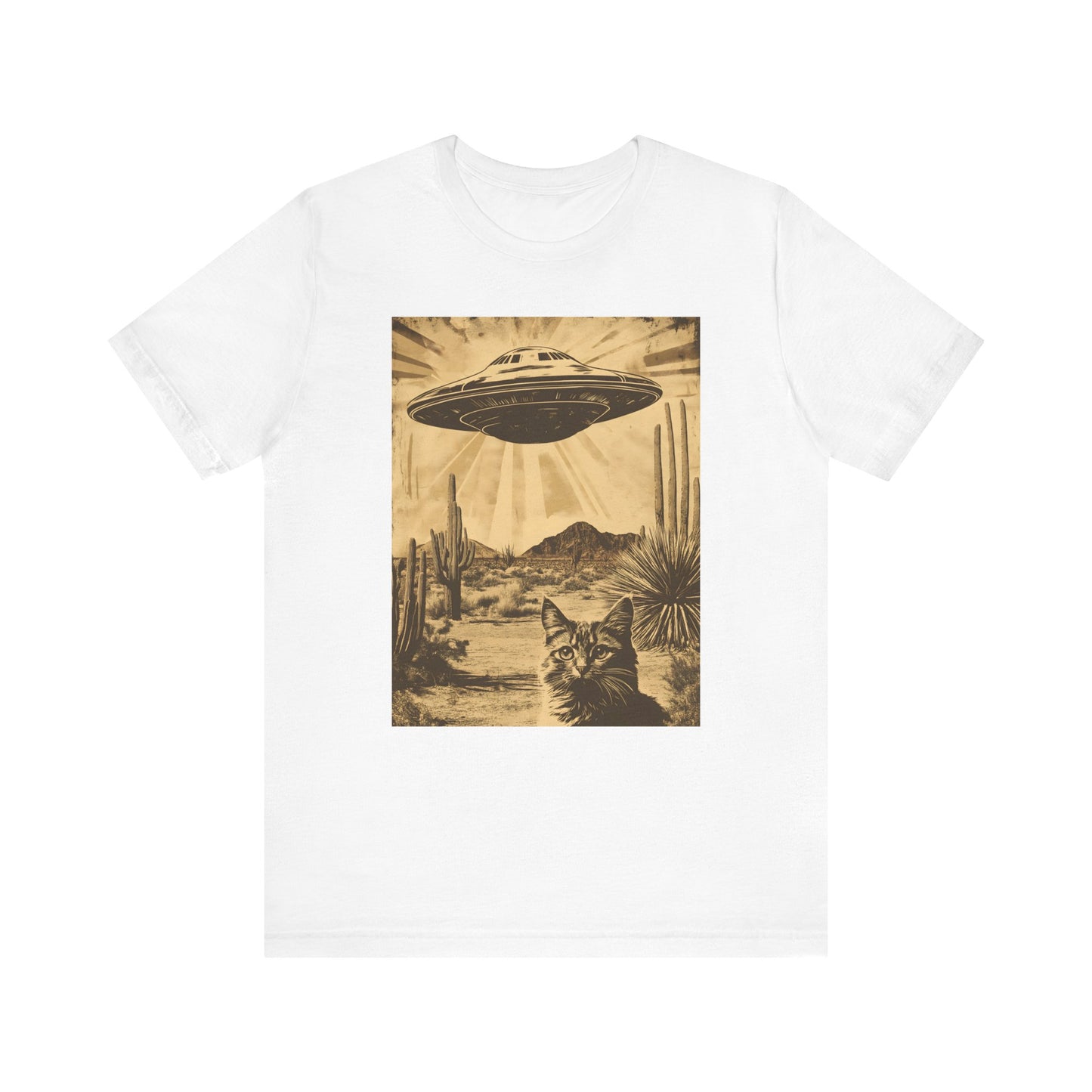 UFO Retro Cat Tee - Unisex Short Sleeve Shirt - CoolCollectiveCo