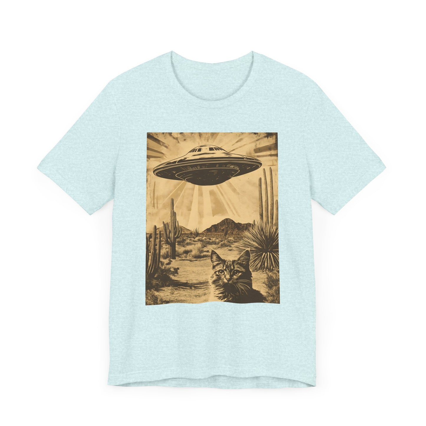 UFO Retro Cat Tee - Unisex Short Sleeve Shirt - CoolCollectiveCo