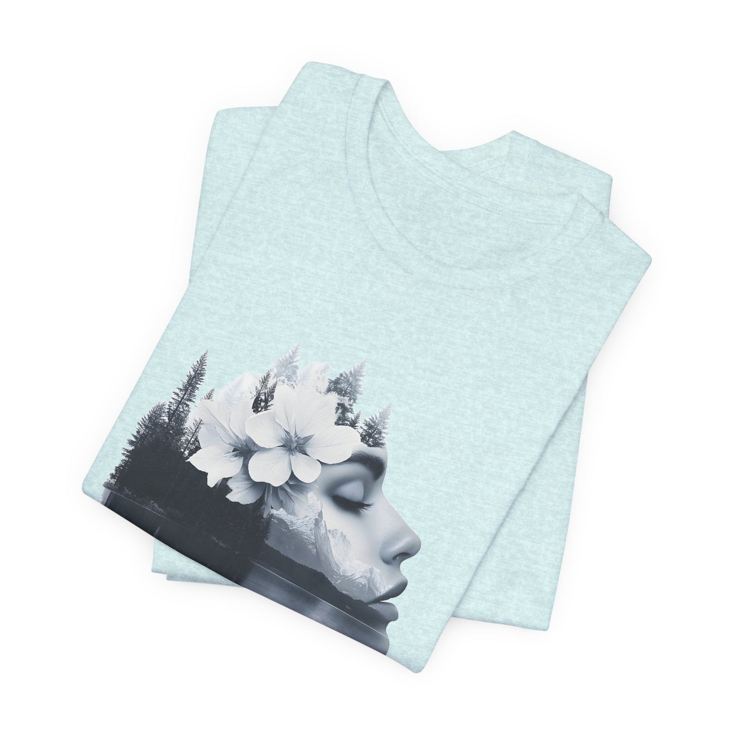 Nature-Inspired Unisex Jersey Tee – Serene Landscape & Floral Design - CoolCollectiveCo