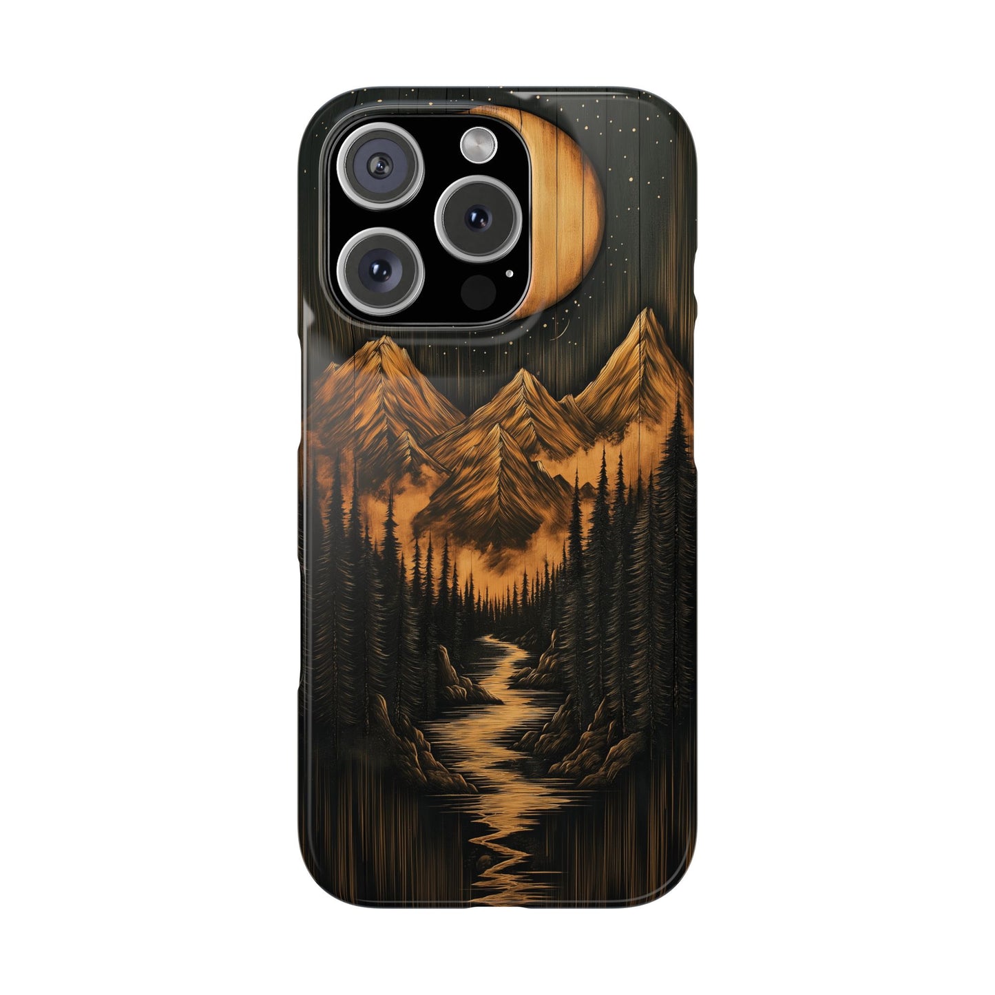 Mountain River Slim Phone Case with Moon Design - CoolCollectiveCo