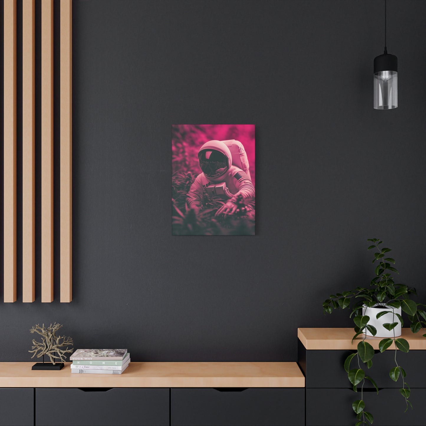 Astronaut Cannabis Canvas Art - Futuristic Pink Space Decor - CoolCollectiveCo