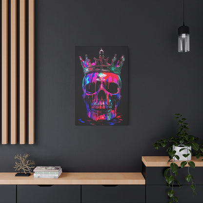 Neon Skull Wall Art Canvas - Colorful Crowned Skull Decor - CoolCollectiveCo