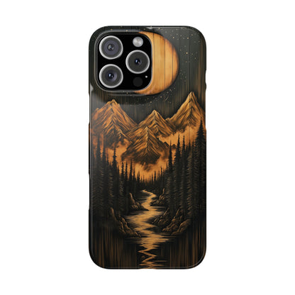 Mountain River Slim Phone Case with Moon Design - CoolCollectiveCo