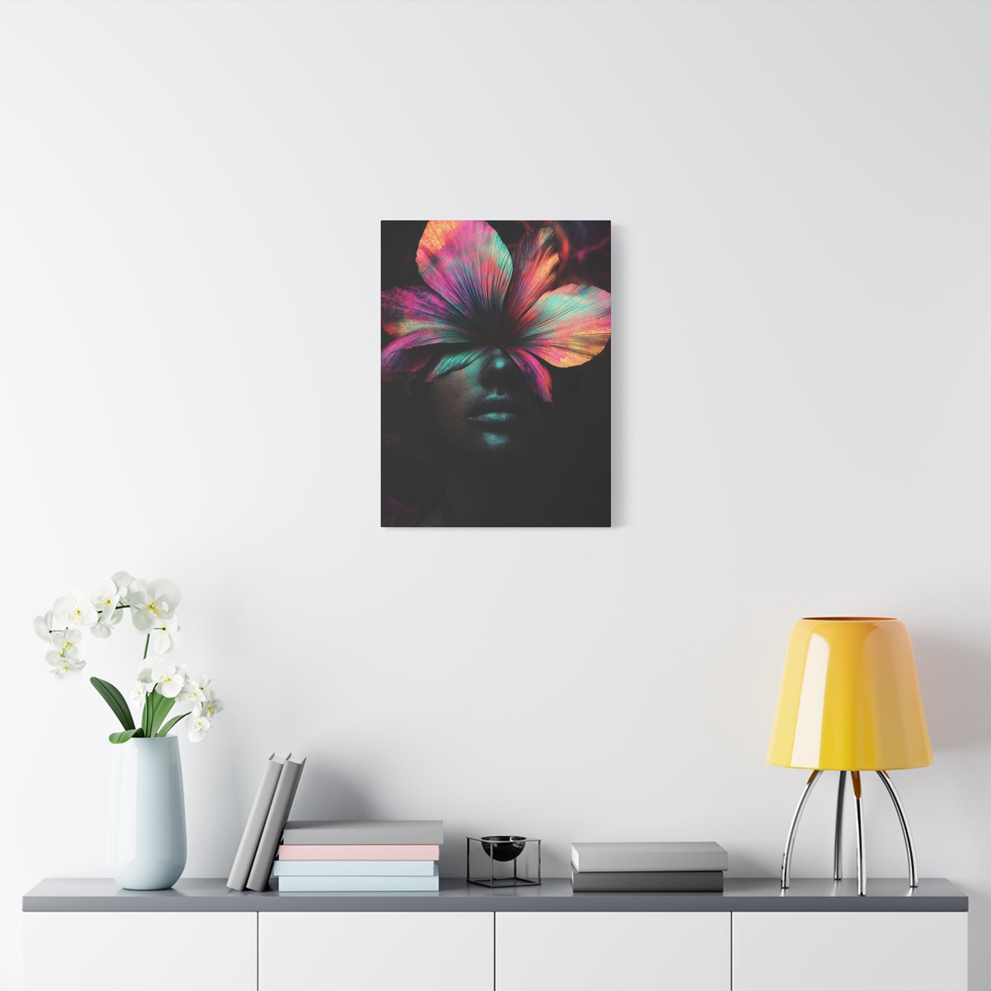 Neon Floral Head Canvas Art - Vibrant Wall Decor for Home & Office - CoolCollectiveCo