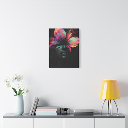 Neon Floral Head Canvas Art - Vibrant Wall Decor for Home & Office - CoolCollectiveCo