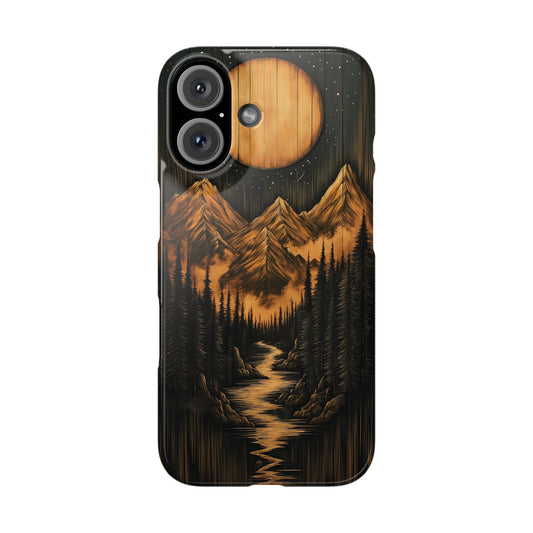 Mountain River Slim Phone Case with Moon Design - CoolCollectiveCo