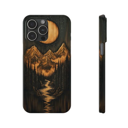 Mountain River Slim Phone Case with Moon Design - CoolCollectiveCo