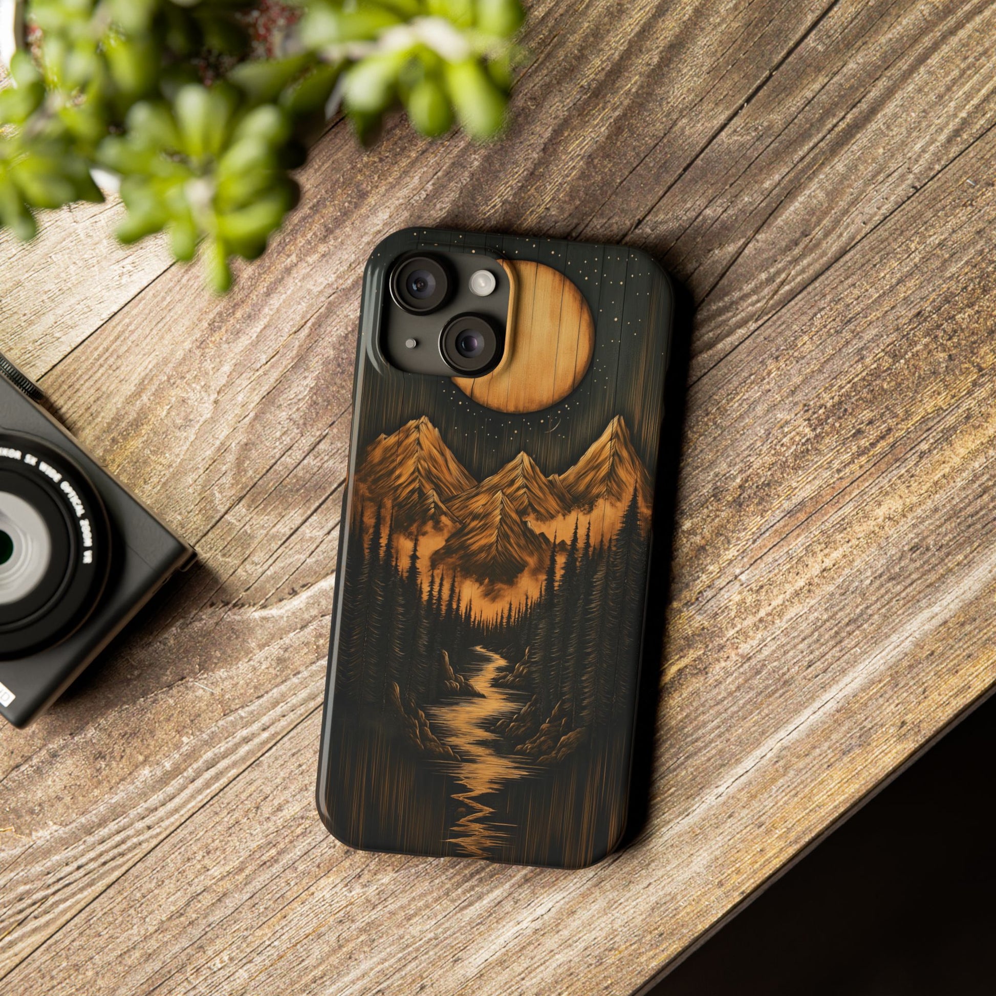 Mountain River Slim Phone Case with Moon Design - CoolCollectiveCo