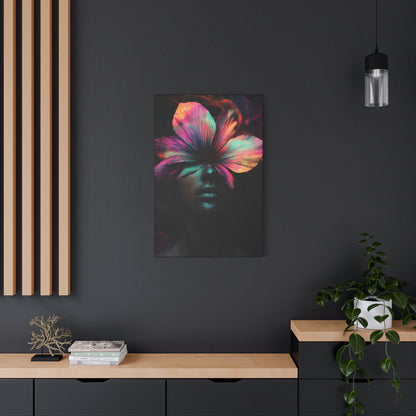 Neon Floral Head Canvas Art - Vibrant Wall Decor for Home & Office - CoolCollectiveCo