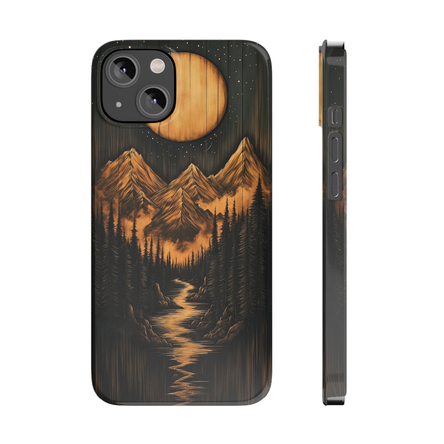 Mountain River Slim Phone Case with Moon Design - CoolCollectiveCo