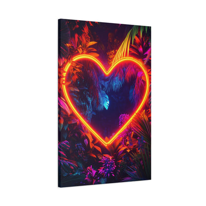 Neon Heart Wall Art Canvas - Vibrant Tropical Decor - CoolCollectiveCo